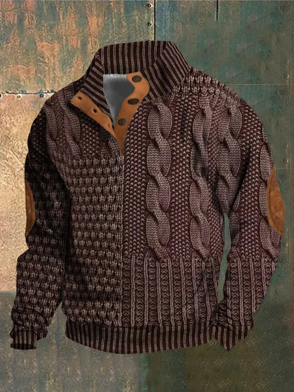 Cozy Knit Mens Sweater with Unique Retro-Inspired Design 2