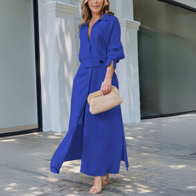 Elegant Floral Maxi Dress with Flattering V-Neck for Women 3