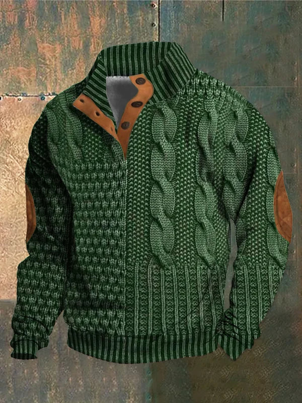 Cozy Knit Mens Sweater with Unique Retro-Inspired Design 3