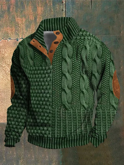 Cozy Knit Mens Sweater with Unique Retro-Inspired Design 3