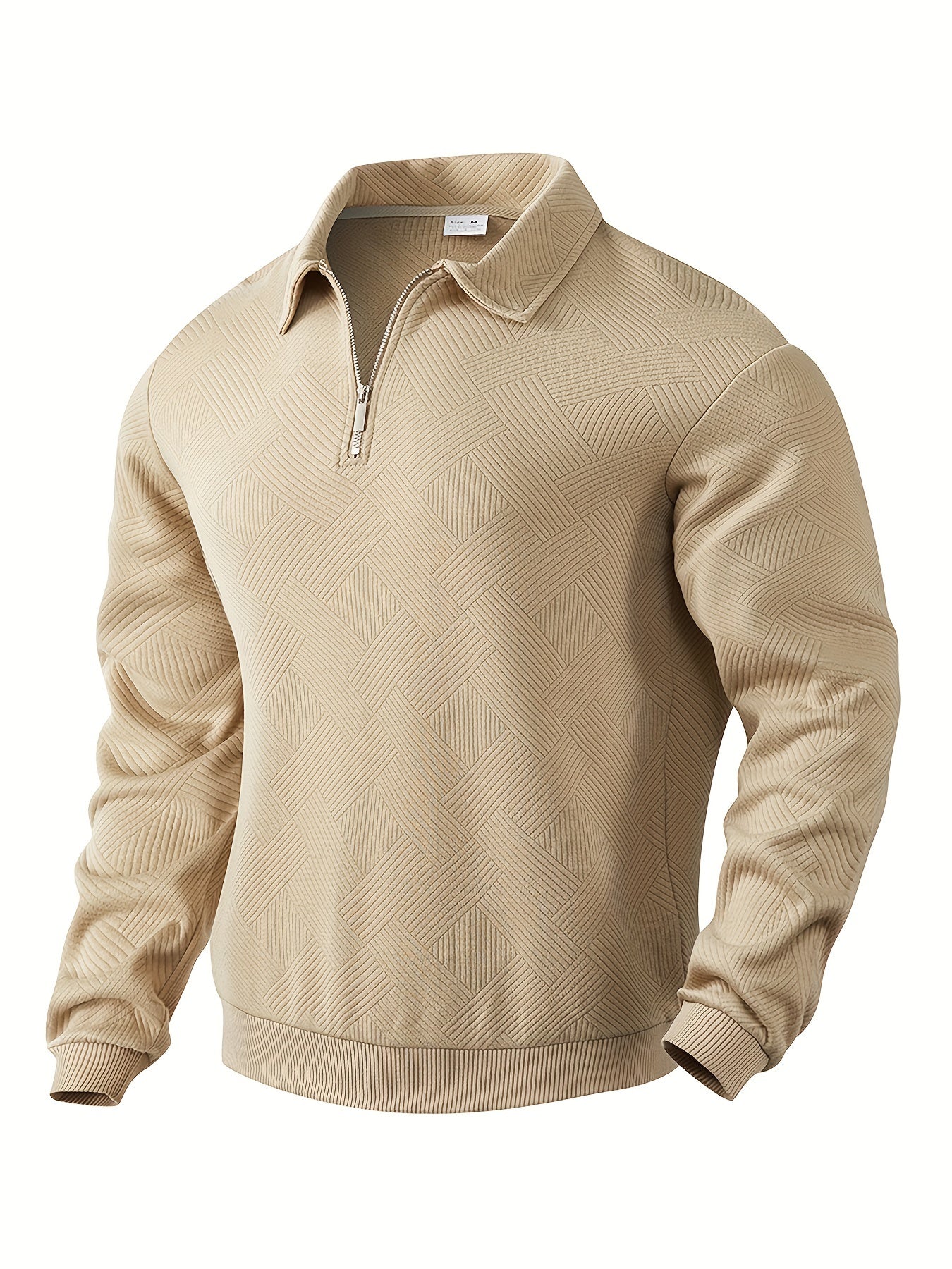 Vintage Geometric Sweater with Quarter Zip for Effortless Style 12