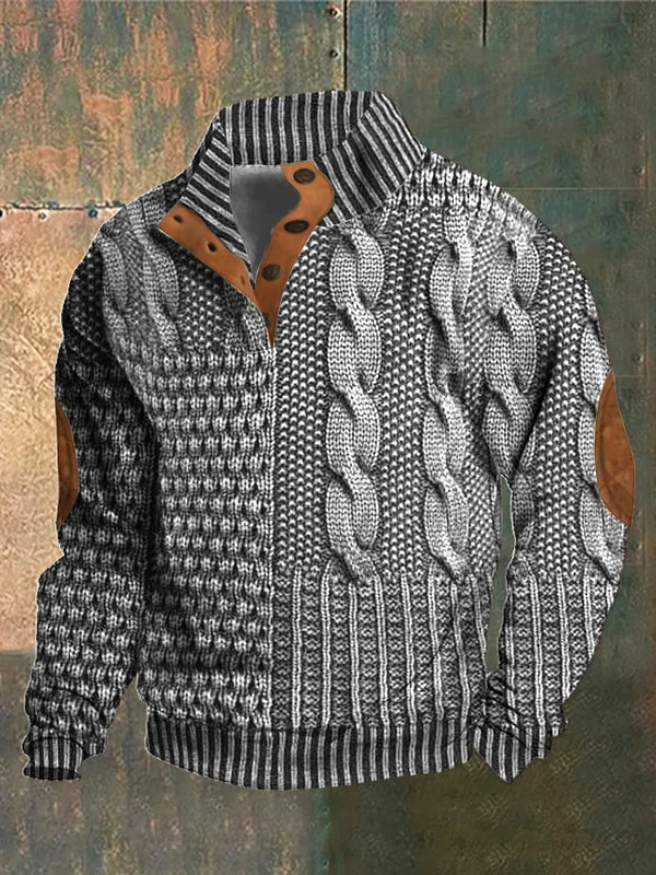 Cozy Knit Mens Sweater with Unique Retro-Inspired Design 8