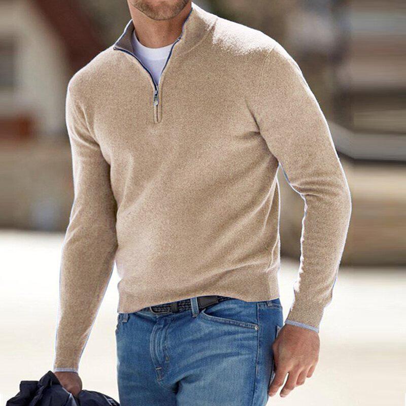 Men's Half Zip Sweater, Soft Ribbed Knit, Versatile Style for Casual or Formal Wear, Sizes S-5XL 1