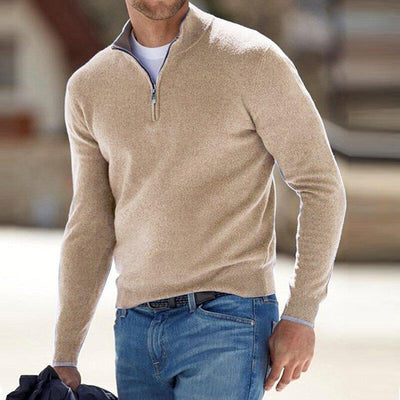 Men's Half Zip Sweater, Soft Ribbed Knit, Versatile Style for Casual or Formal Wear, Sizes S-5XL 1