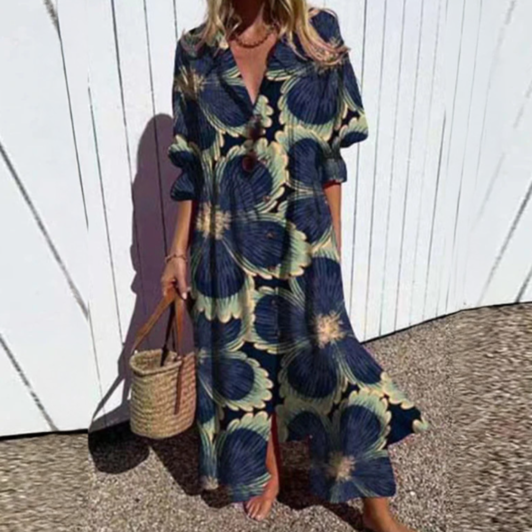 Bold Floral Maxi Dress with Flattering Silhouette for Summer Elegance 15