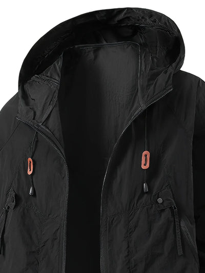 Outdoor Waterproof Windbreaker Jacket with Adjustable Hood