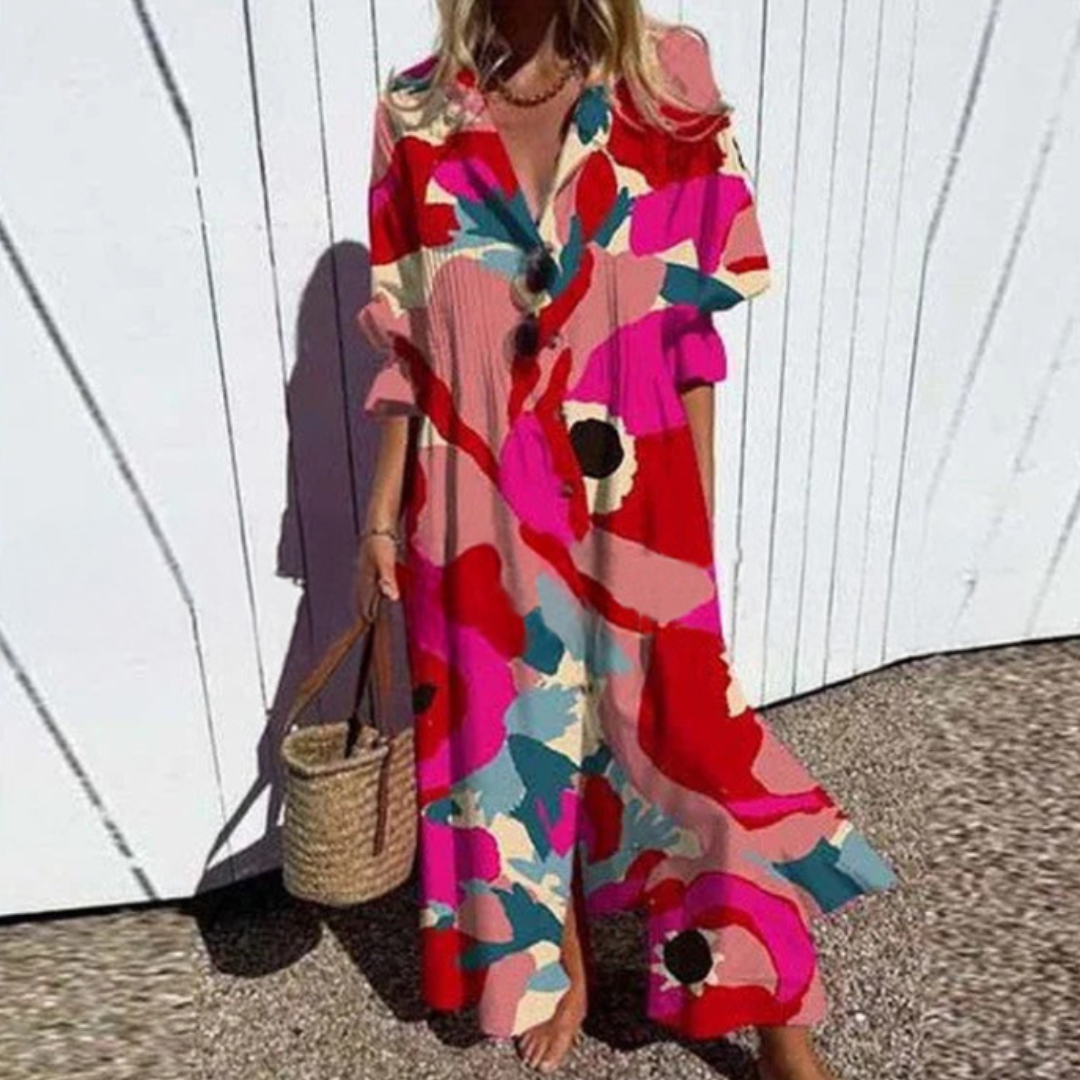 Bold Floral Maxi Dress with Flattering Silhouette for Summer Elegance 17