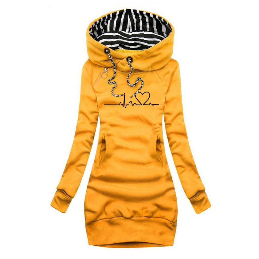 Women's Sweater Dress with Unique Heartbeat Print for Cozy Style 1