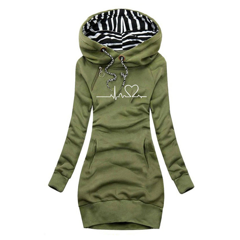 Women's Sweater Dress with Unique Heartbeat Print for Cozy Style 4
