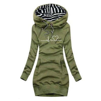 Women's Sweater Dress with Unique Heartbeat Print for Cozy Style 4