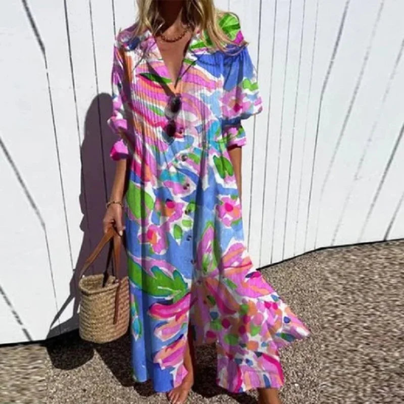Bold Floral Maxi Dress with Flattering Silhouette for Summer Elegance 10