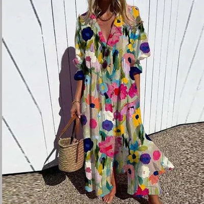 Bold Floral Maxi Dress with Flattering Silhouette for Summer Elegance 5