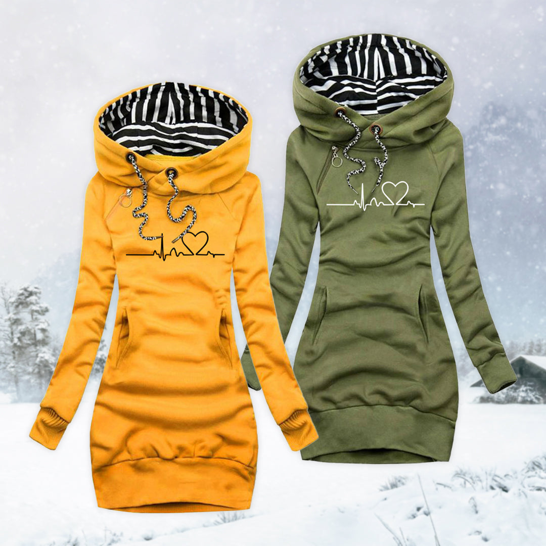 Women's Sweater Dress with Unique Heartbeat Print for Cozy Style 2