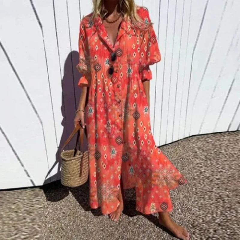 Bold Floral Maxi Dress with Flattering Silhouette for Summer Elegance 3