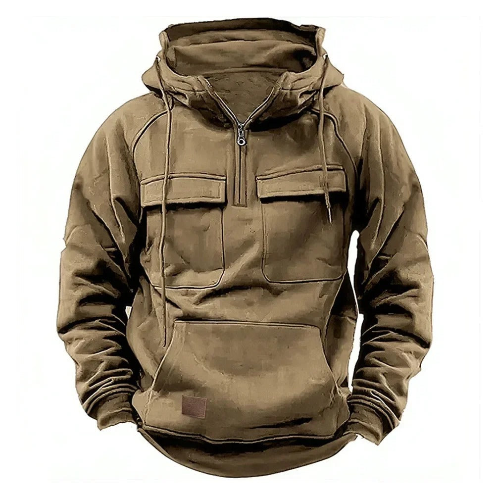 Tactical Half-Zip Hoodie for Men – Warm, Durable Fabric, Comfortable Fit for Outdoor Activities, Perfect for Autumn and Winter 1
