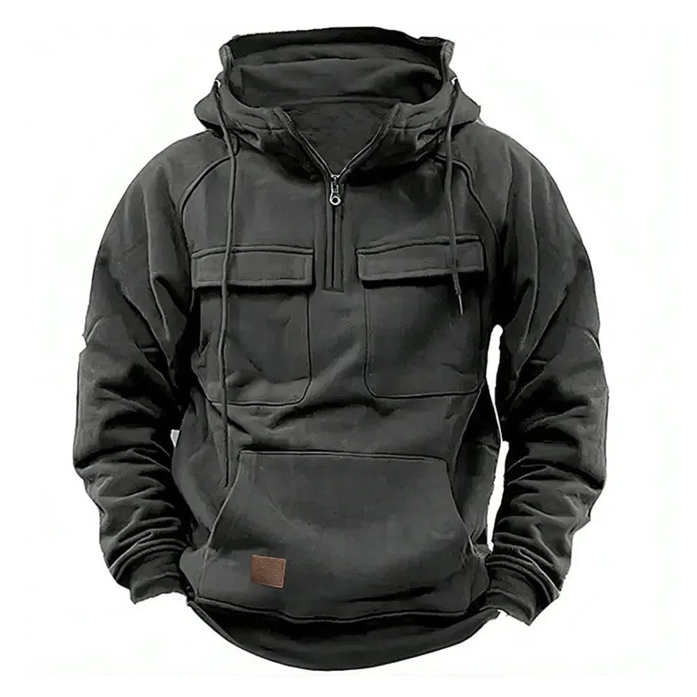 Tactical Half-Zip Hoodie for Men – Warm, Durable Fabric, Comfortable Fit for Outdoor Activities, Perfect for Autumn and Winter 2