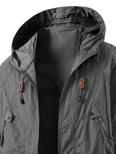Outdoor Waterproof Windbreaker Jacket with Adjustable Hood