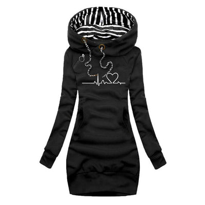 Women's Sweater Dress with Unique Heartbeat Print for Cozy Style 5