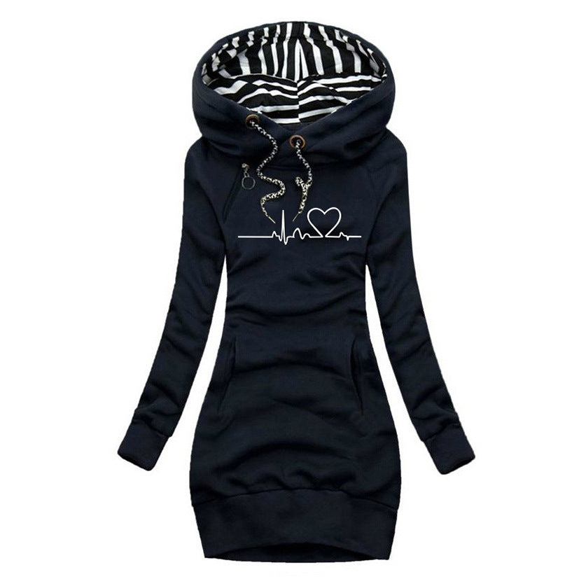 Women's Sweater Dress with Unique Heartbeat Print for Cozy Style 6