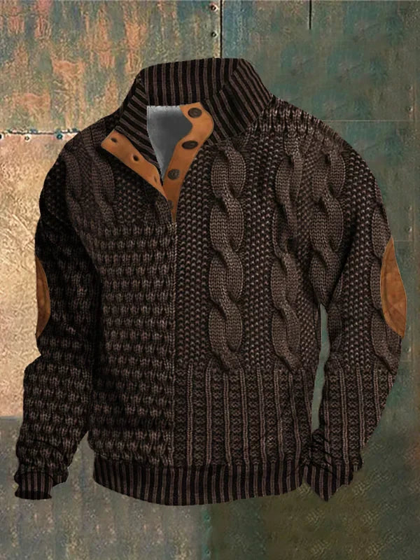 Cozy Knit Mens Sweater with Unique Retro-Inspired Design 1