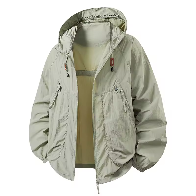 Outdoor Waterproof Windbreaker Jacket with Adjustable Hood