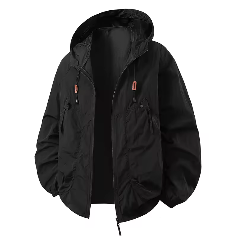 Outdoor Waterproof Windbreaker Jacket with Adjustable Hood