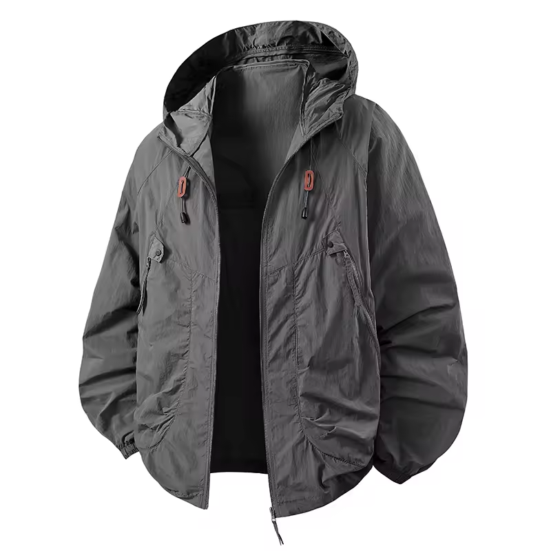 Outdoor Waterproof Windbreaker Jacket with Adjustable Hood