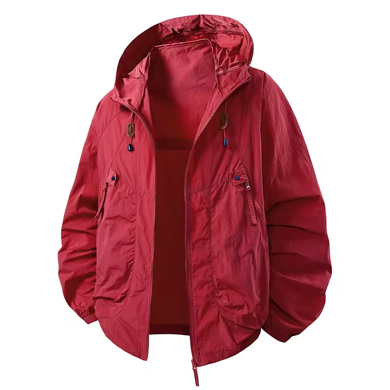 Outdoor Waterproof Windbreaker Jacket with Adjustable Hood