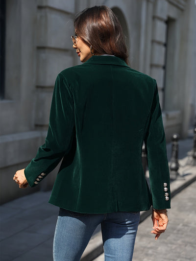 Tailored Velvet Blazer with Gold Accents – Structured Soft Fabric for Elegant Day-to-Night Style, Sizes S–2XL 4