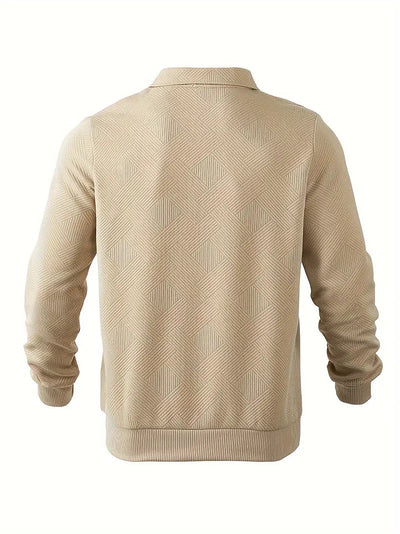 Vintage Geometric Sweater with Quarter Zip for Effortless Style 1