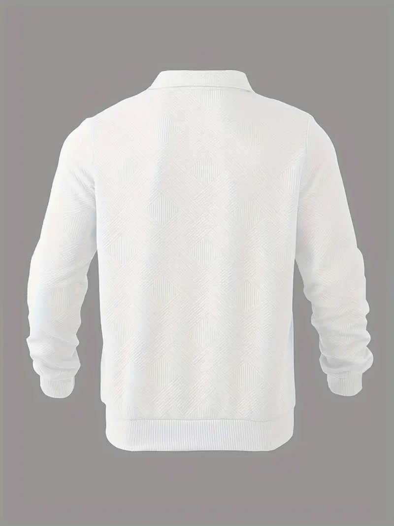Vintage Geometric Sweater with Quarter Zip for Effortless Style 11